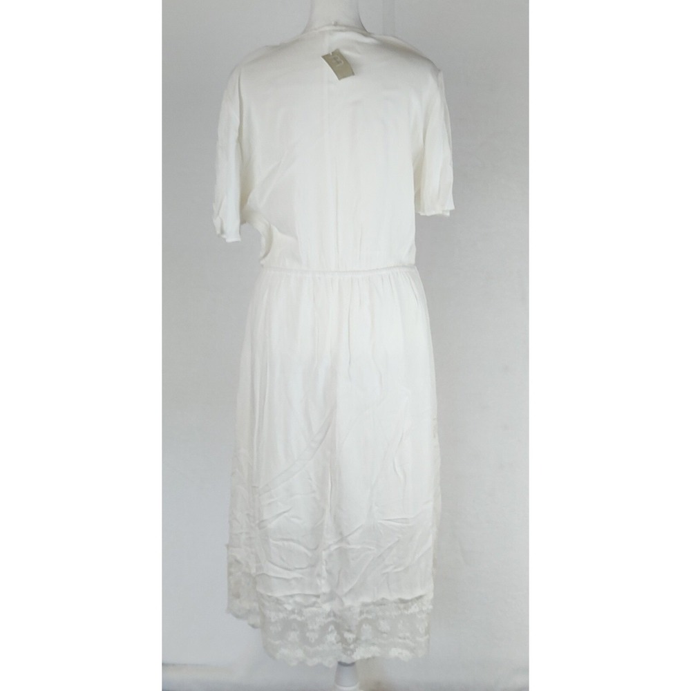 Maurices Womens XL Ivory Lace Tiered Boho Midi Dress V-Neck Short Sleeve NWT - Picture 2 of 11